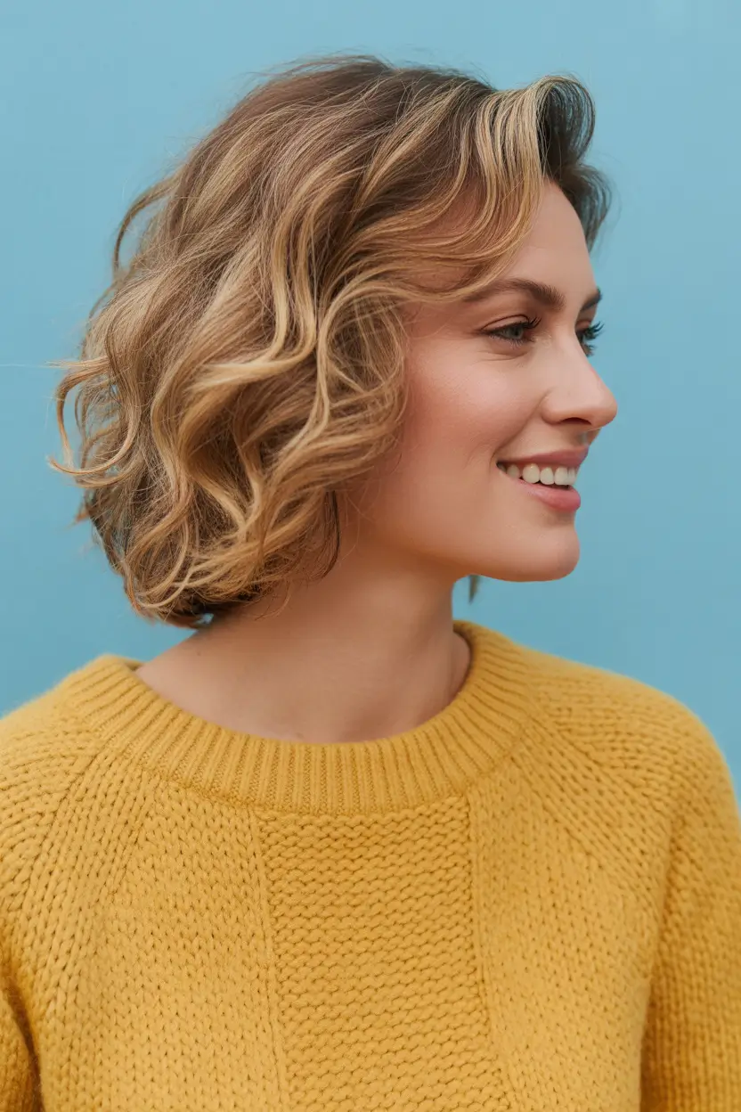 Trendy Short Haircuts Winter 2025–2026 – Golden Wavy Bob
