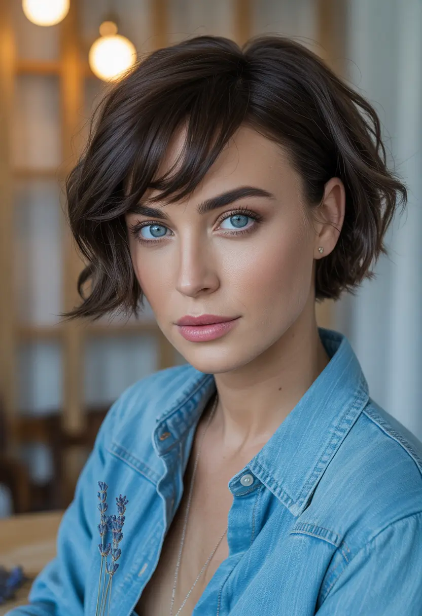 Trendy Short Haircuts Winter 2025–2026 – Tousled Brunette Bob