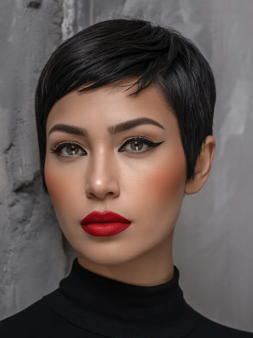 Trendy Short Haircuts Winter 2025–2026 – Sleek Jet Black Crop
