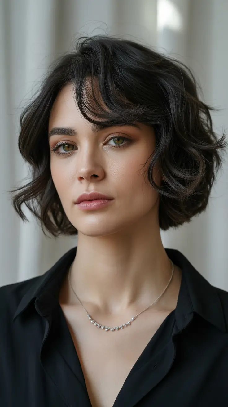 Trendy Short Haircuts Winter 2025–2026 – Layered Wavy Bob