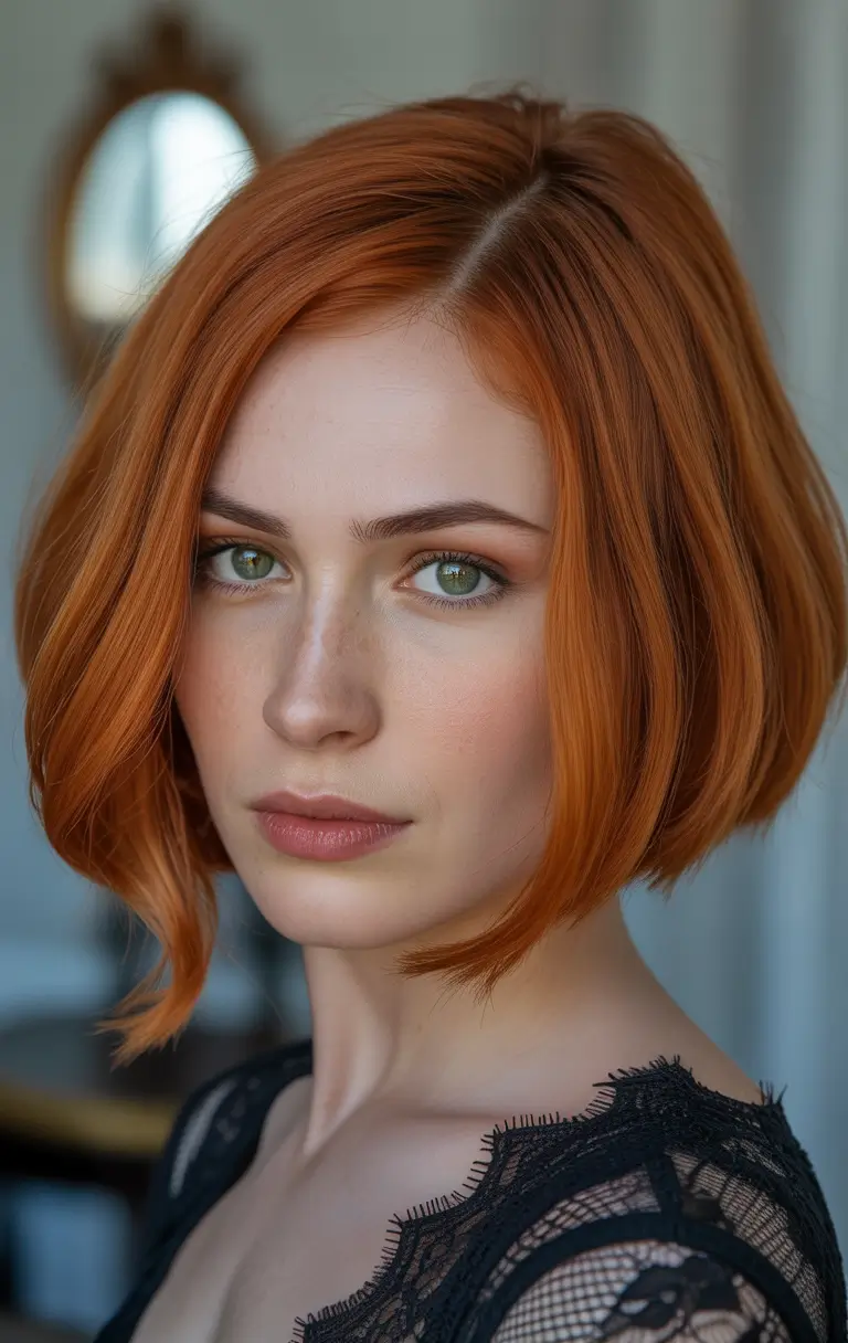 Trendy Short Haircuts Winter 2025–2026 – Sleek Copper Bob