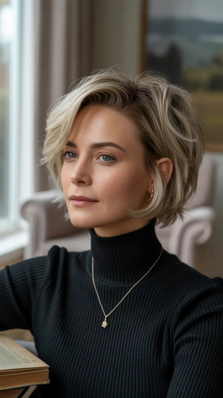 Trendy Short Haircuts Winter 2025–2026 – Textured Blonde Bob