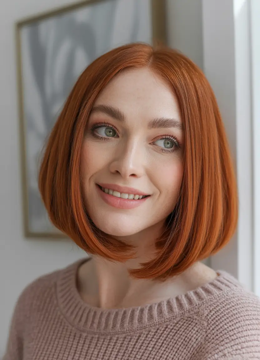Trendy Short Haircuts Winter 2025–2026 – Smooth Red Bob