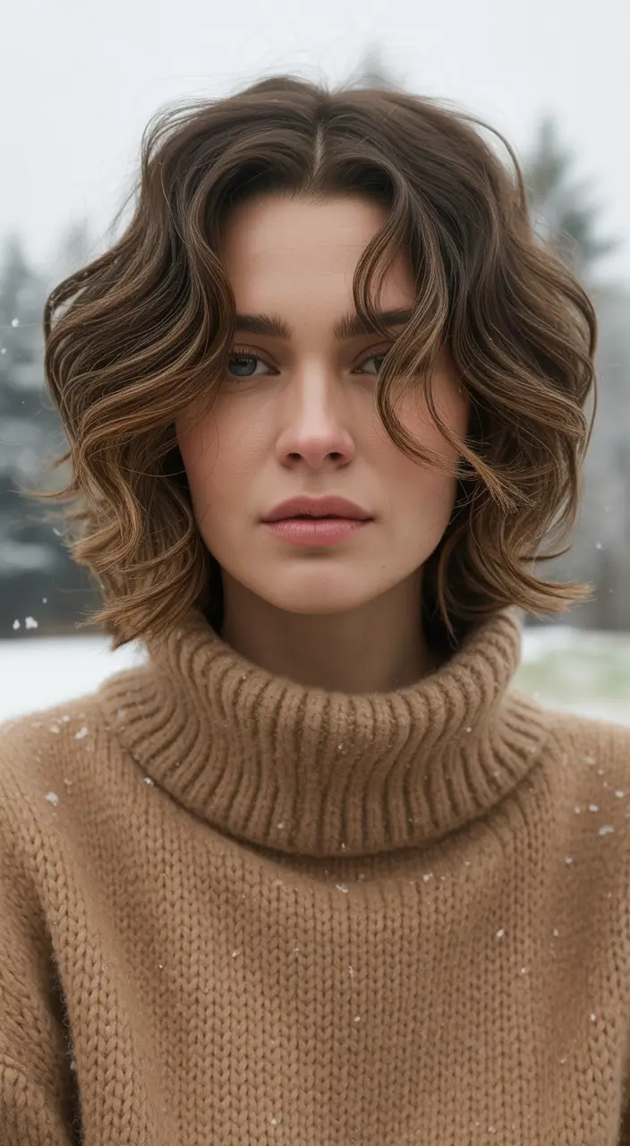 Trendy Short Haircuts Winter 2025–2026 – Soft Brown Waves