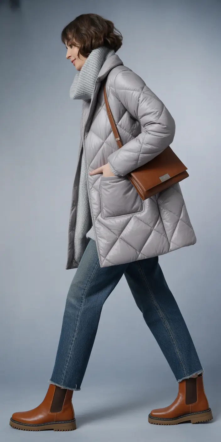 Trendy Winter Fashion Outfit Ideas 2025 2026 Quilted Gray with Urban Touch
