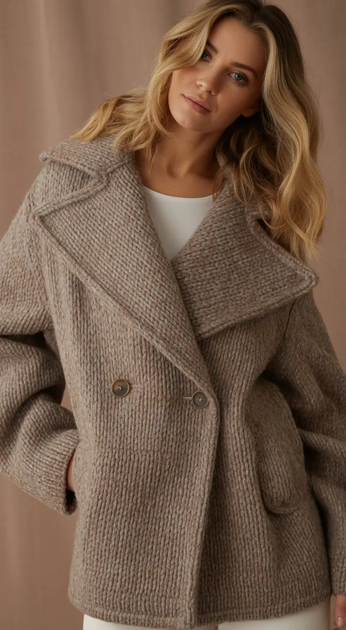 Trendy Winter Fashion Outfit Ideas 2025 2026 Knitted Double-Breasted Warmth