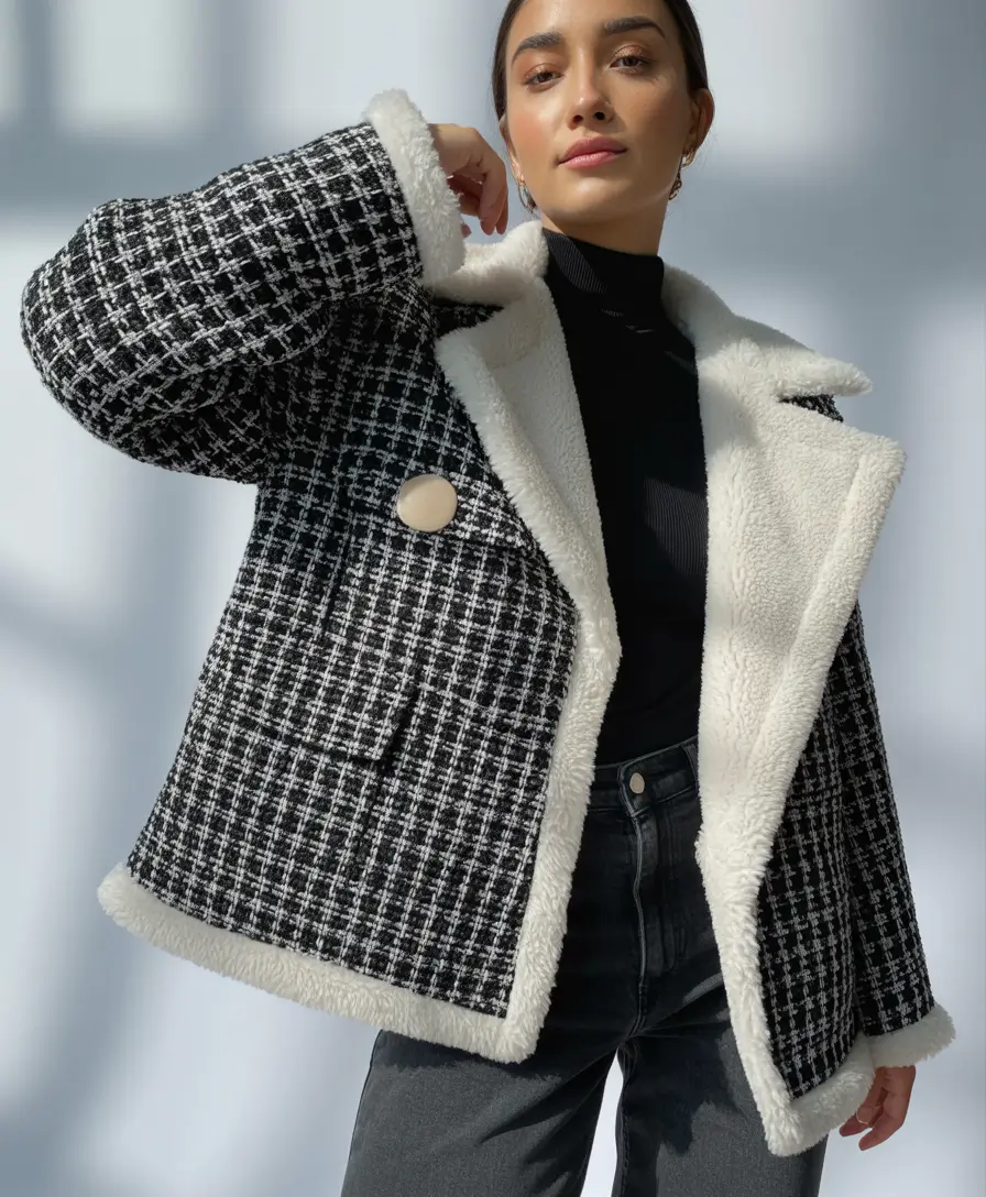 Trendy Winter Fashion Outfit Ideas 2025 2026 Chic in Monochrome Check