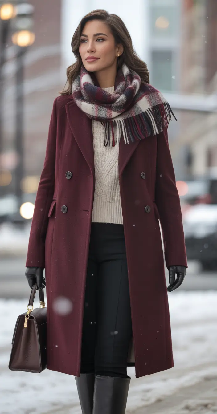 Trendy Winter Fashion Outfit Ideas 2025 2026 Burgundy Winter Classic