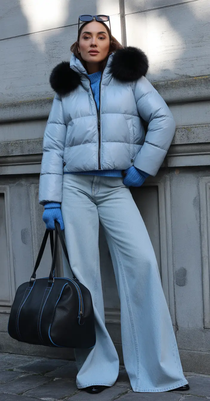 Trendy Winter Fashion Outfit Ideas 2025 2026 Monochrome Blue Elegance