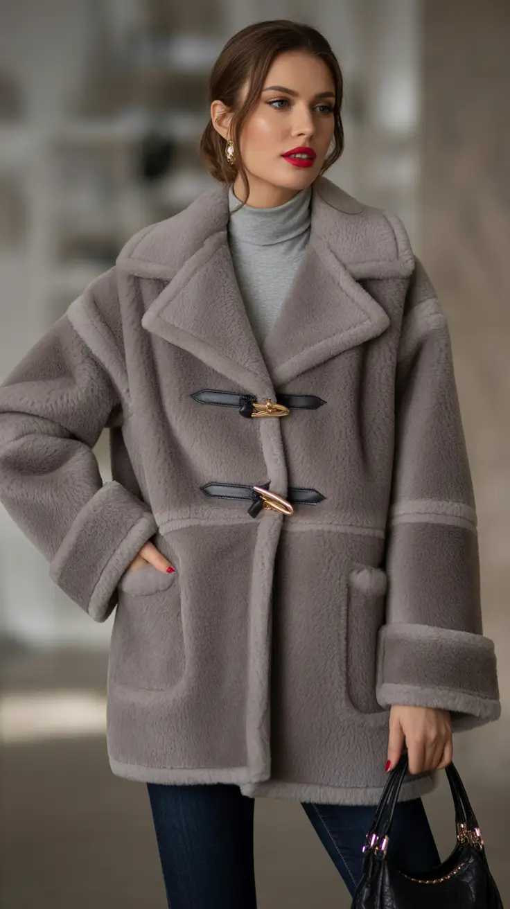 Trendy Winter Fashion Outfit Ideas 2025 2026 Timeless Gray Toggle Coat