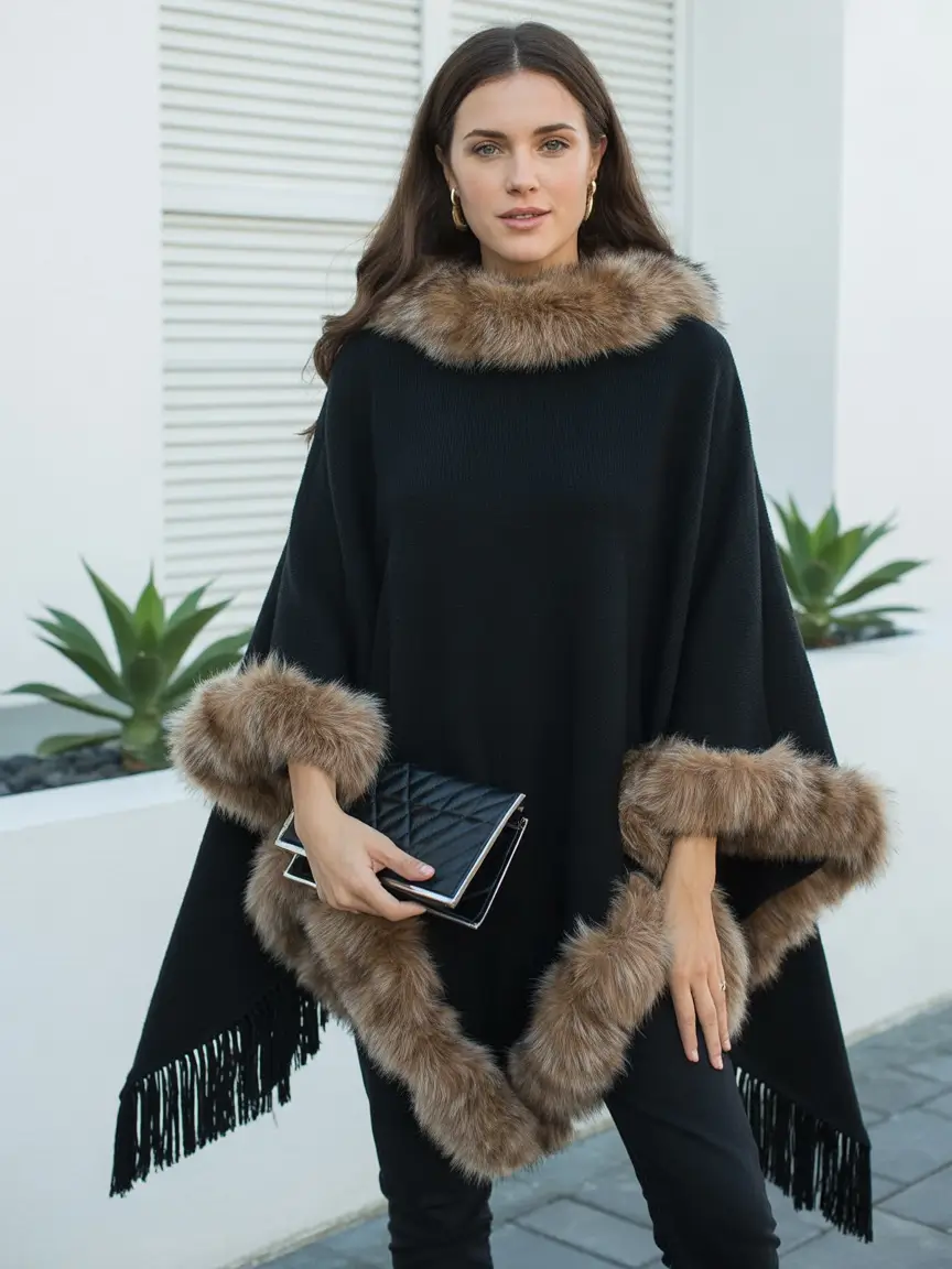 Trendy Winter Outfits 2025 2026 New Ideas Faux Fur Drama in Black
