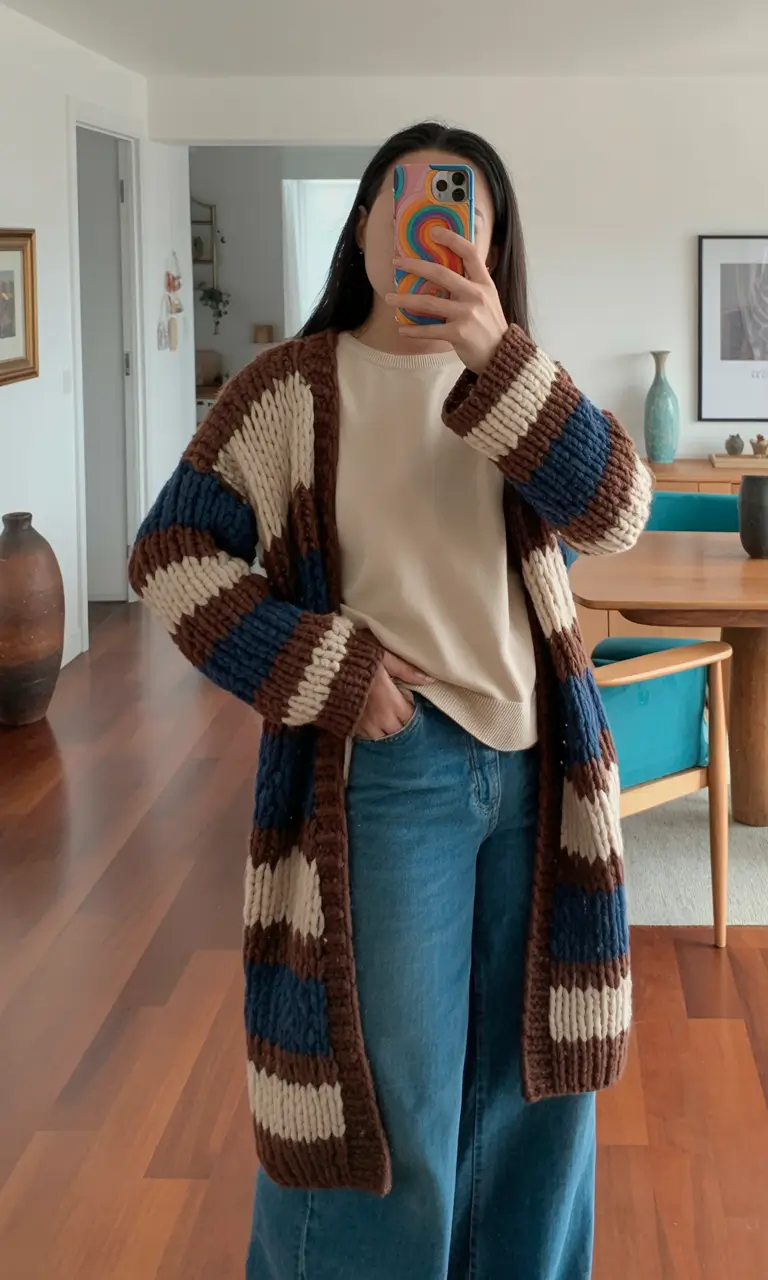Trendy Winter Outfits 2025 2026 New Ideas Striped Comfort in Cozy Knits