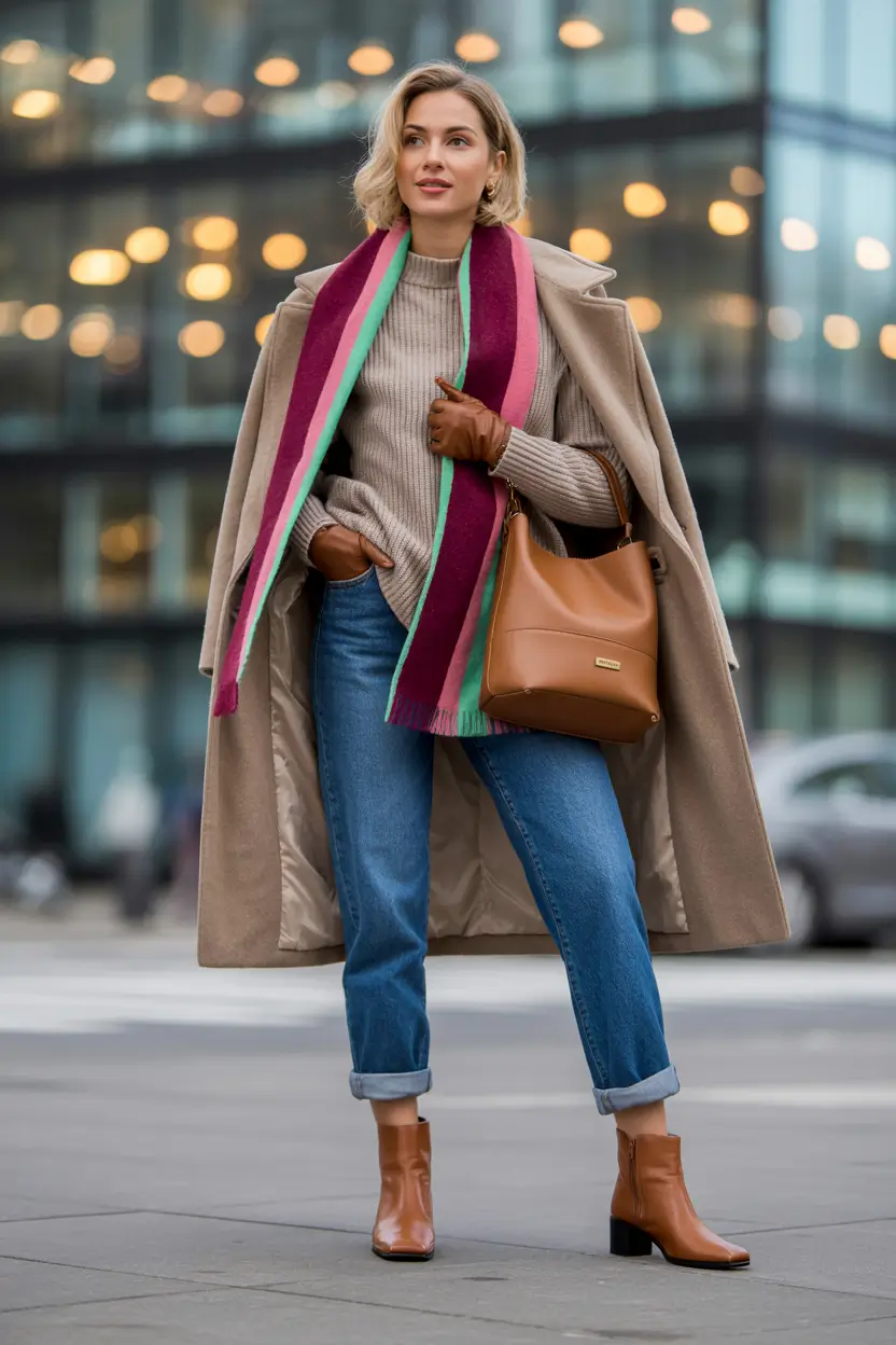 Trendy Winter Outfits 2025 2026 New Ideas Classic Elegance with a Color Pop