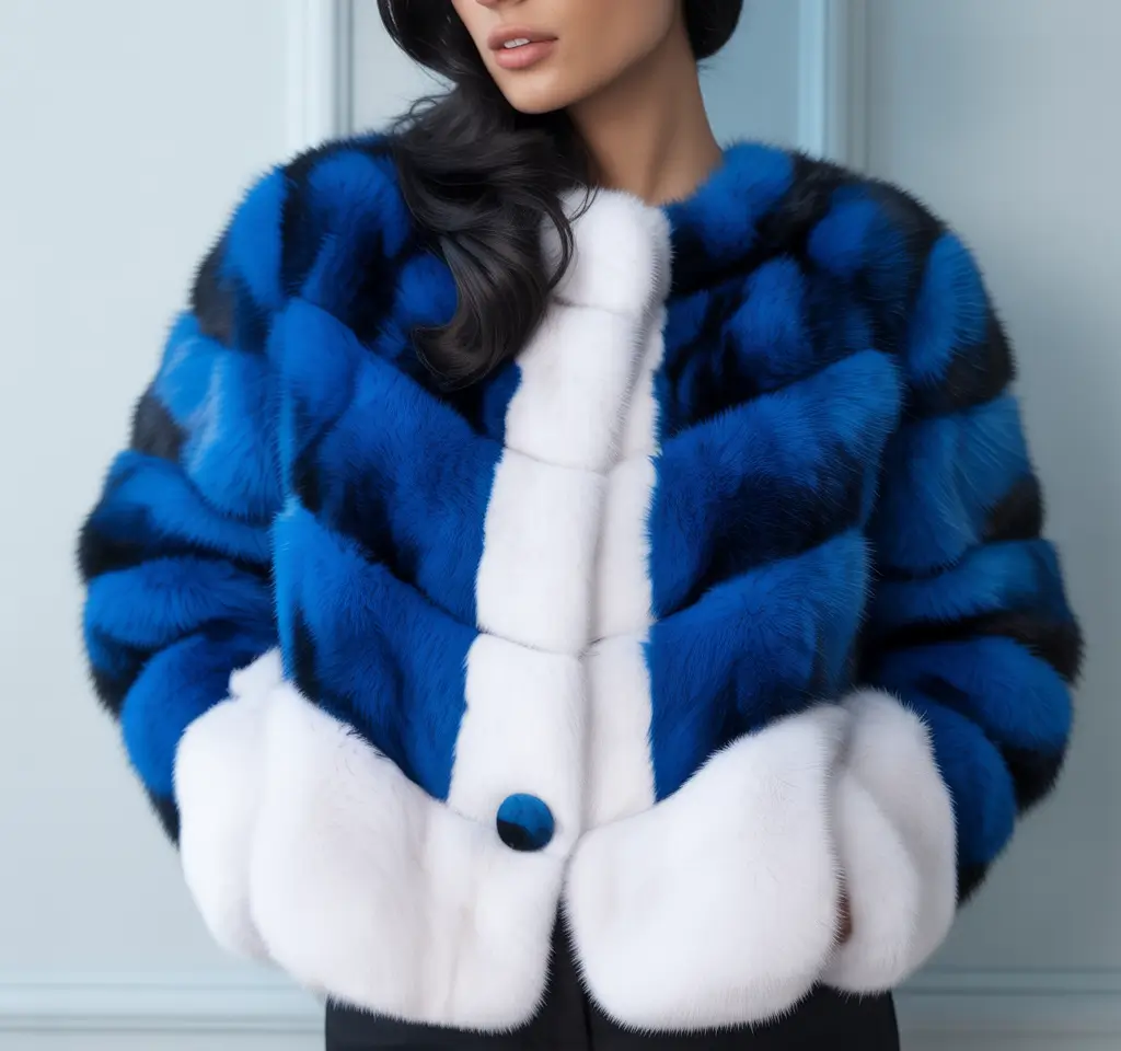 Winter 2025–2026: Classy Outfits for Women Blue Graphic Fur