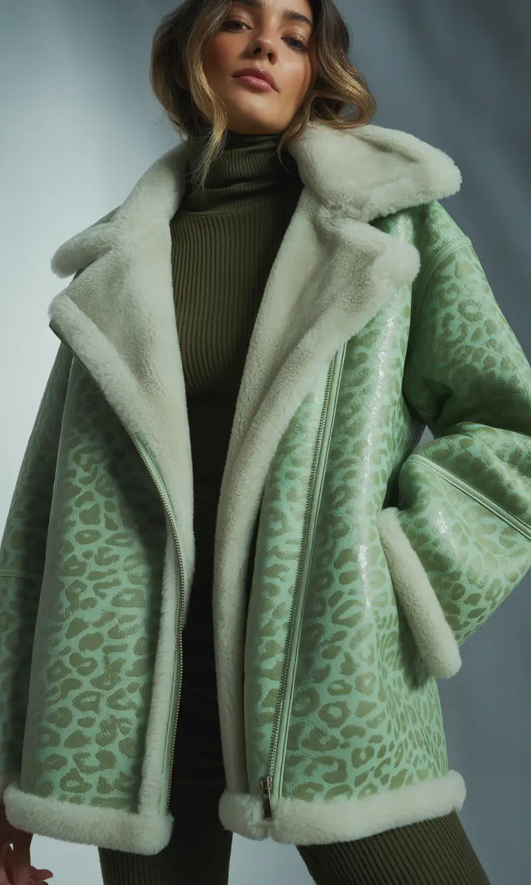 Winter 2025–2026: Classy Outfits for Women Mint Leopard Luxe
