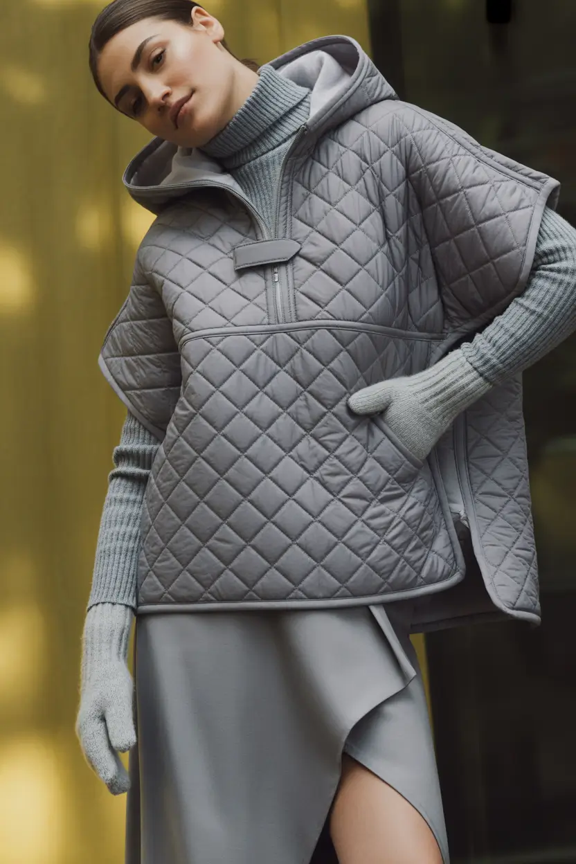 Winter 2025–2026: Classy Outfits for Women Grey Quilted Layers