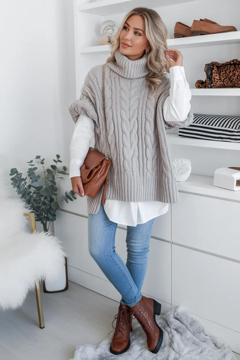 Winter 2025 2026 comfy outfit ideas Layered Knit Sophistication