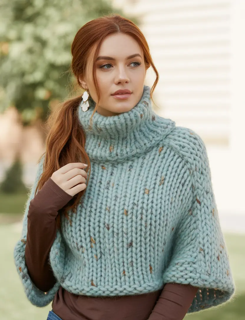 Winter 2025 2026 comfy outfit ideas Playful Sky-Blue Knit