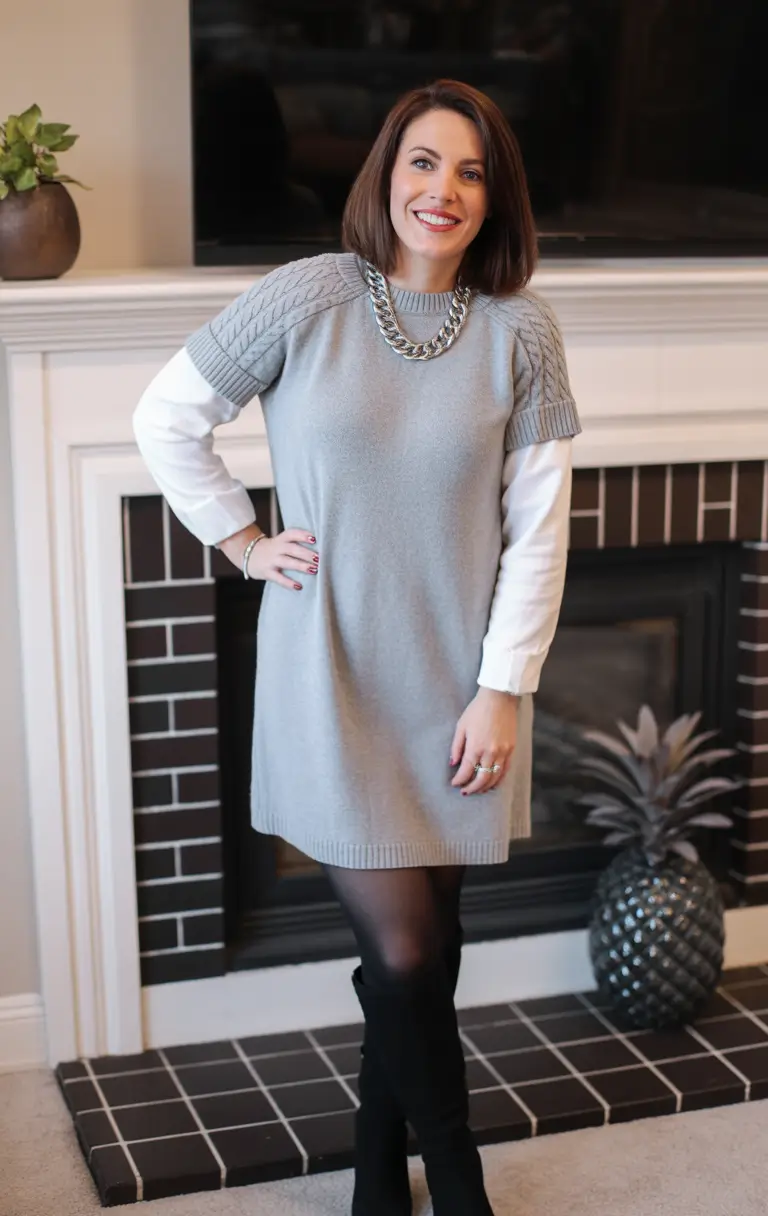 Winter 2025 2026 comfy outfit ideas Knit Dress Elegance