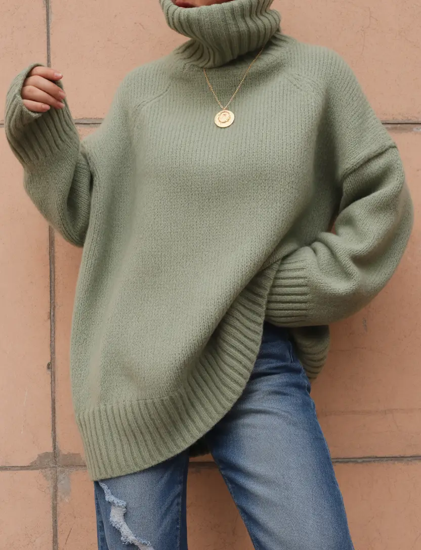 Winter 2025 2026 comfy outfit ideas Minty Fresh Oversized Knit