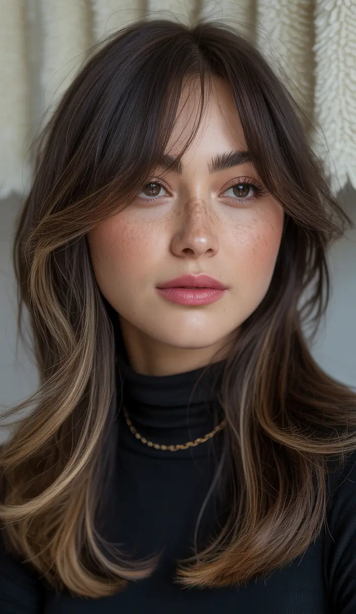 Winter 2025–2026 Haircuts and Color Ideas Soft Layers with Curtain Bangs