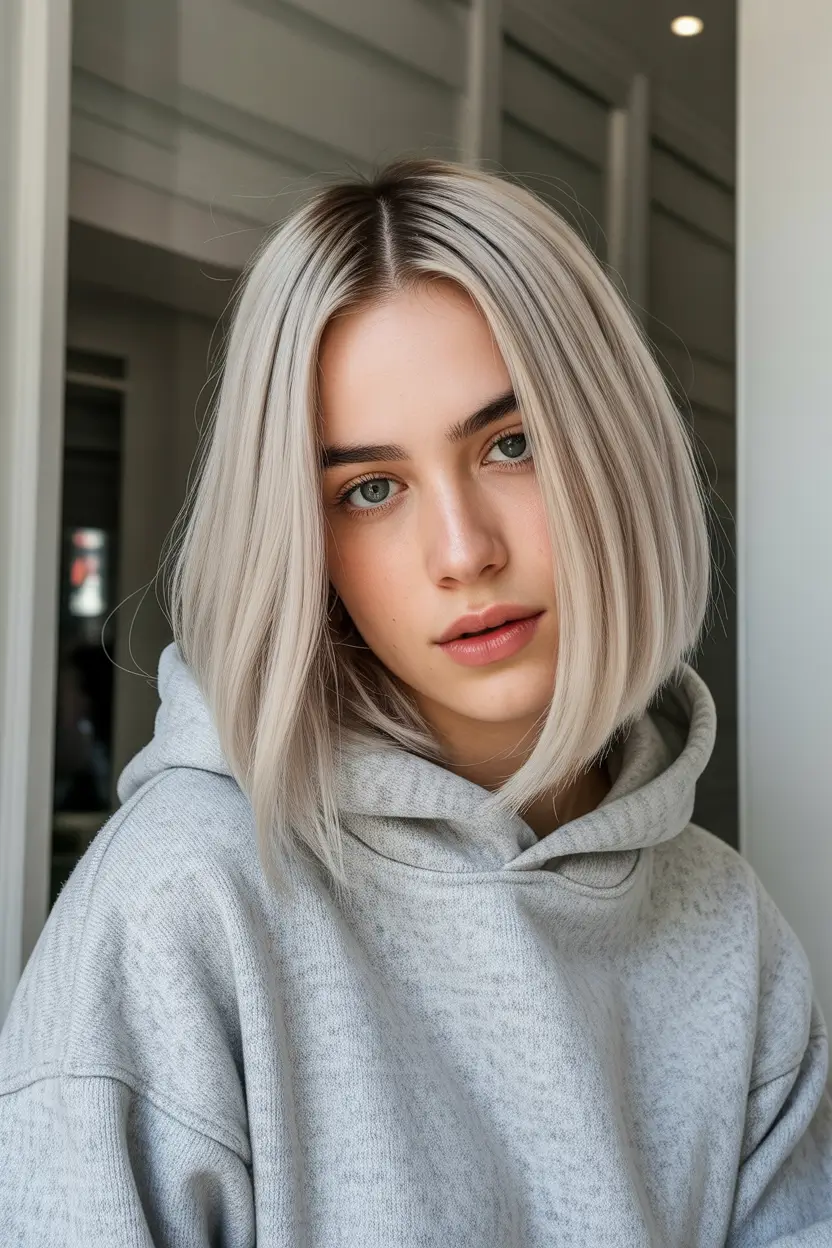 Winter 2025–2026 Haircuts and Color Ideas Sleek Platinum Bob