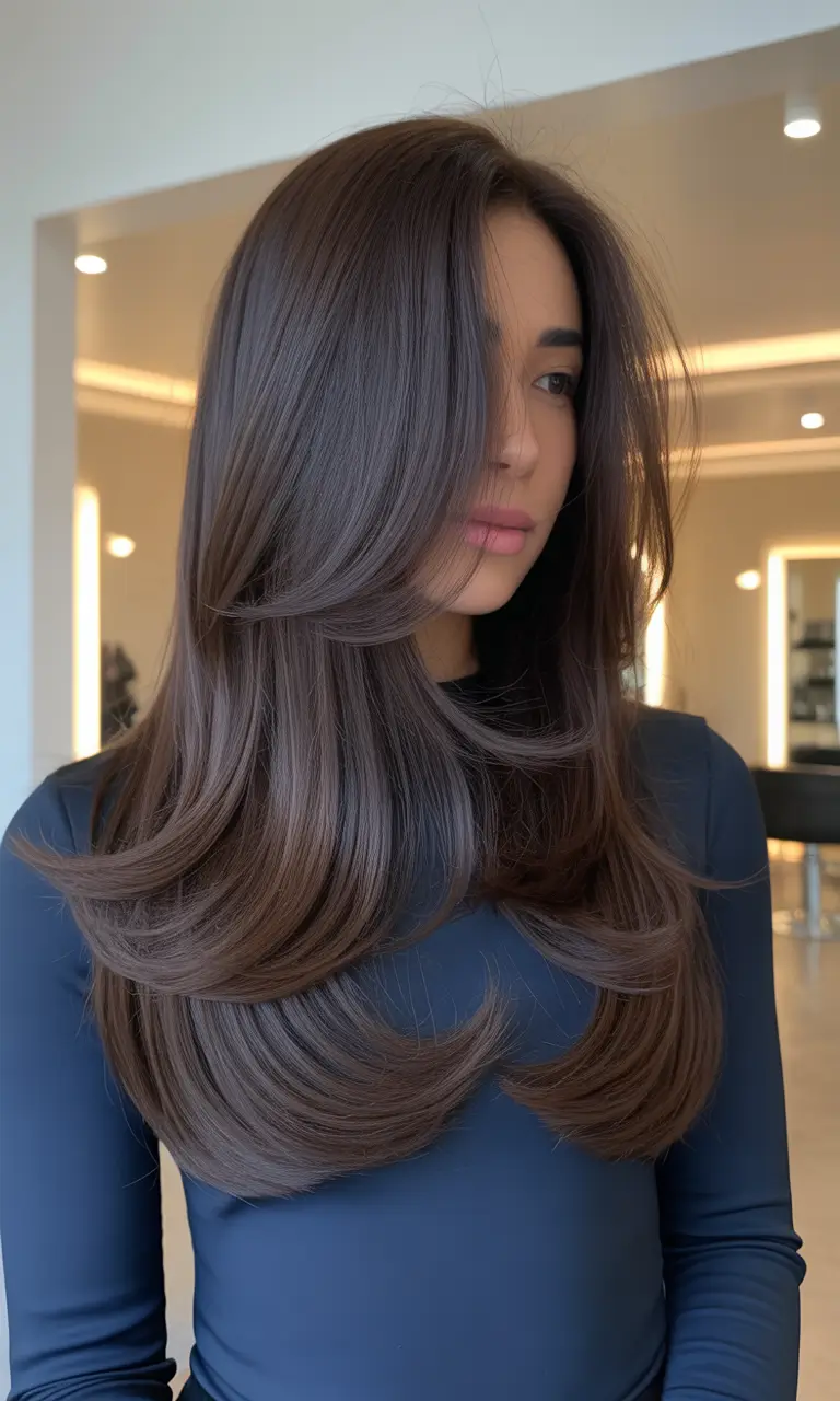Winter 2025–2026 Haircuts and Color Ideas Chocolate Sleek Long Cut