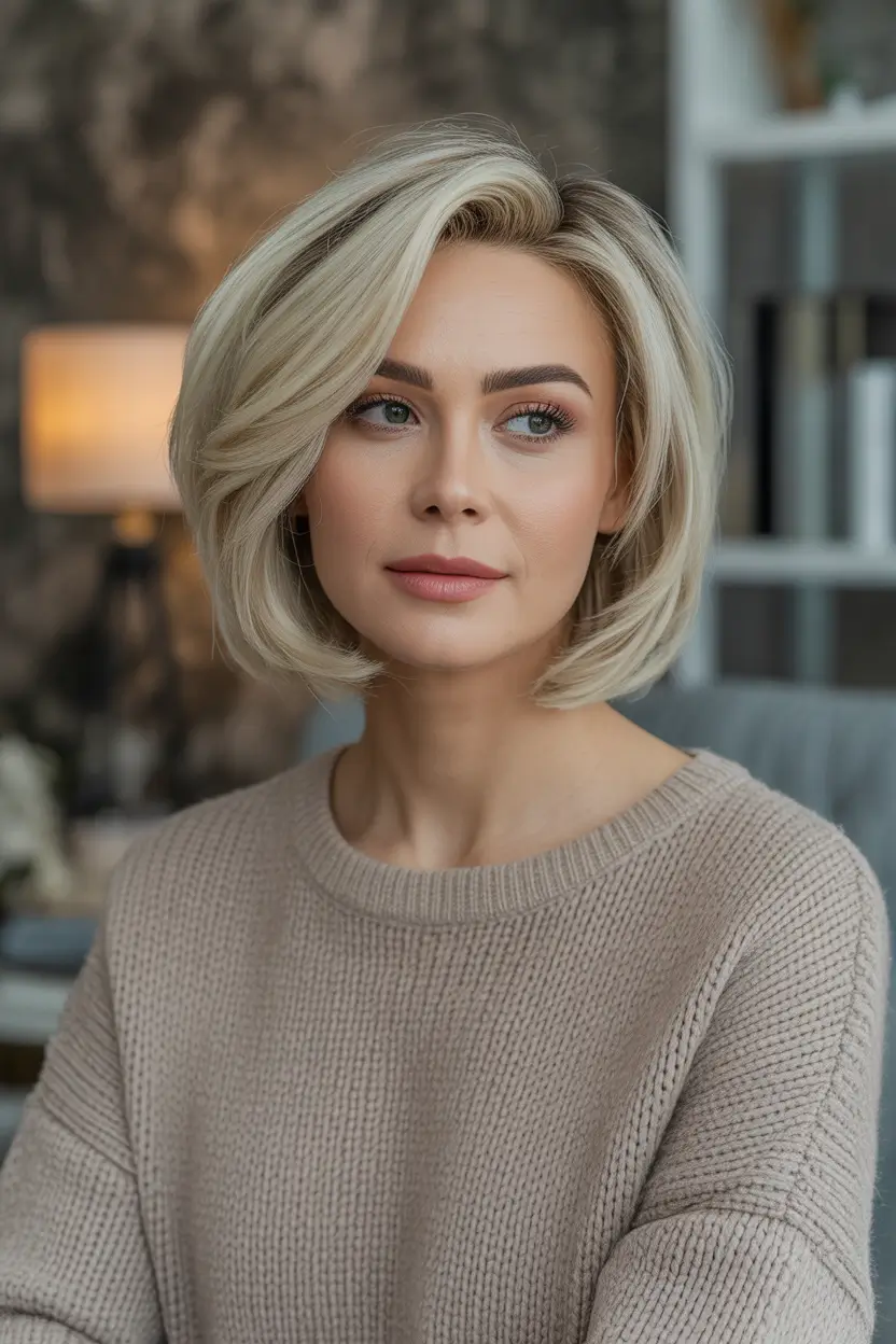 Winter 2025–2026 Haircuts and Color Ideas Blonde Rounded Bob