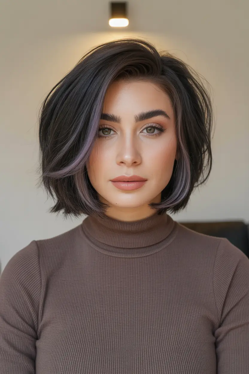 Winter 2025–2026 Haircuts and Color Ideas Choppy Bob with Subtle Violet