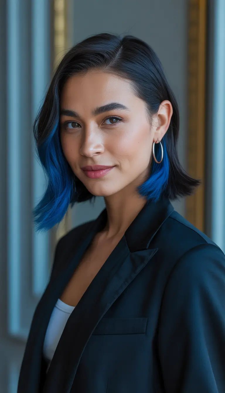 Winter 2025–2026 Haircuts and Color Ideas Midnight Blue Bob