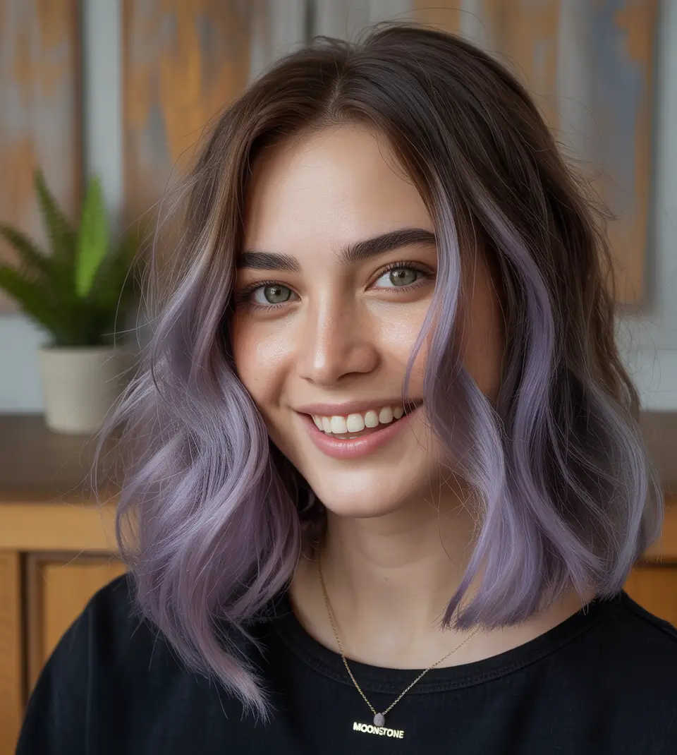 Winter 2025–2026 Haircuts and Color Ideas Lavender-Toned Wavy Lob
