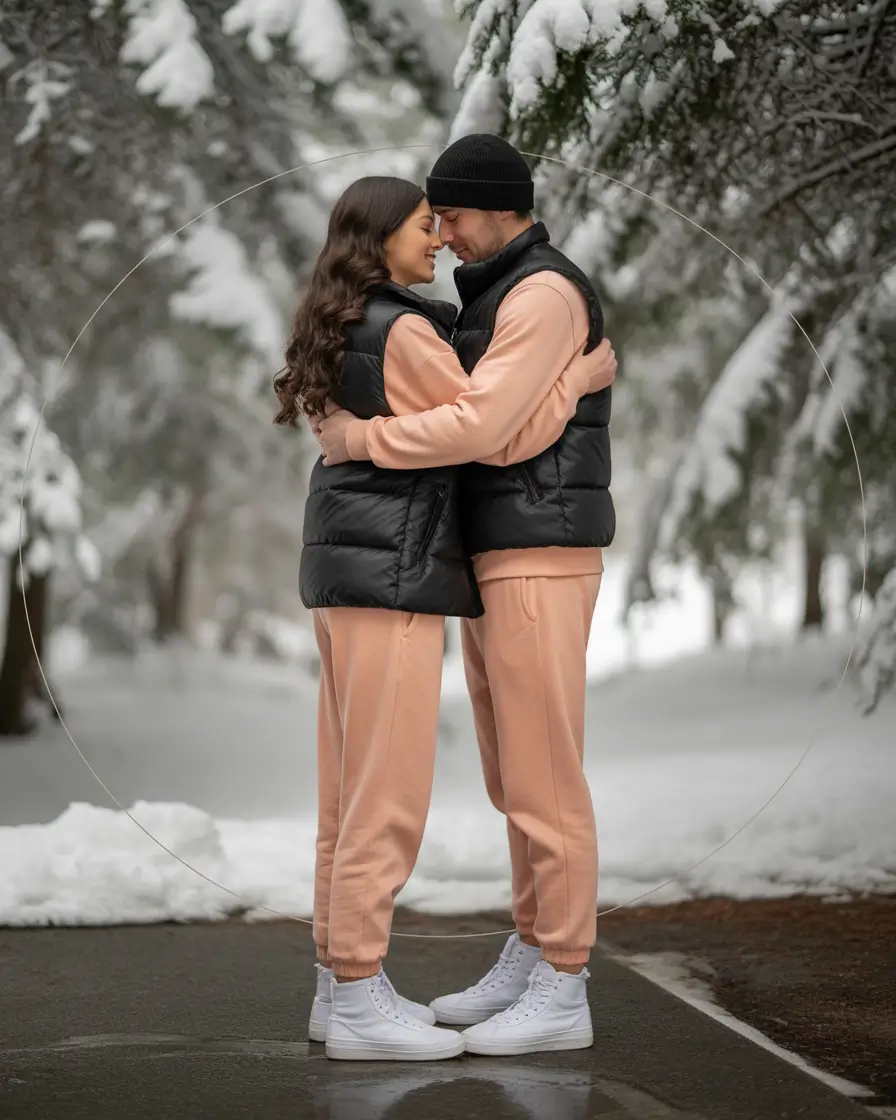 Winter 2025/2026 Family Photo Outfits Ideas Casual Black and Peach Contrast