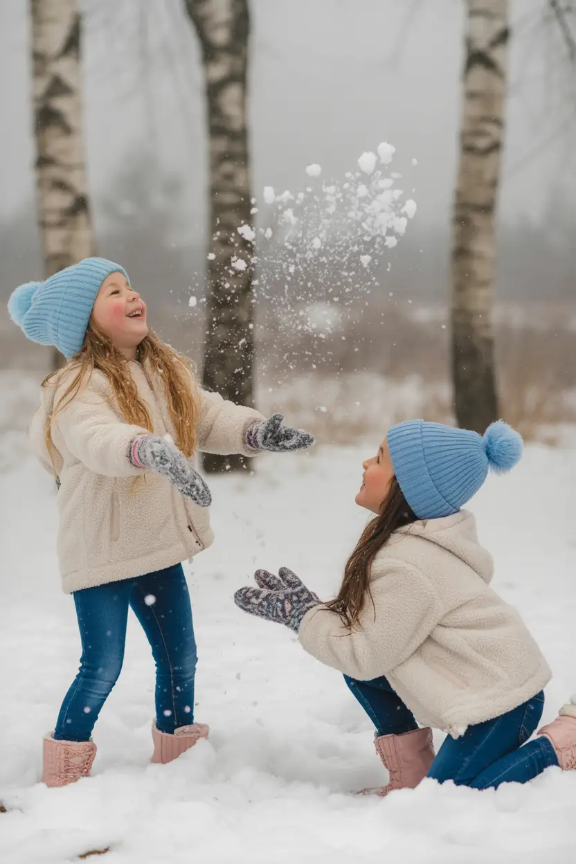 Winter 2025/2026 Family Photo Outfits Ideas Blue Winter Play