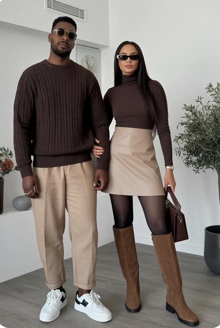 Winter 2025/2026 Family Photo Outfits Ideas Chic Browns and Beiges