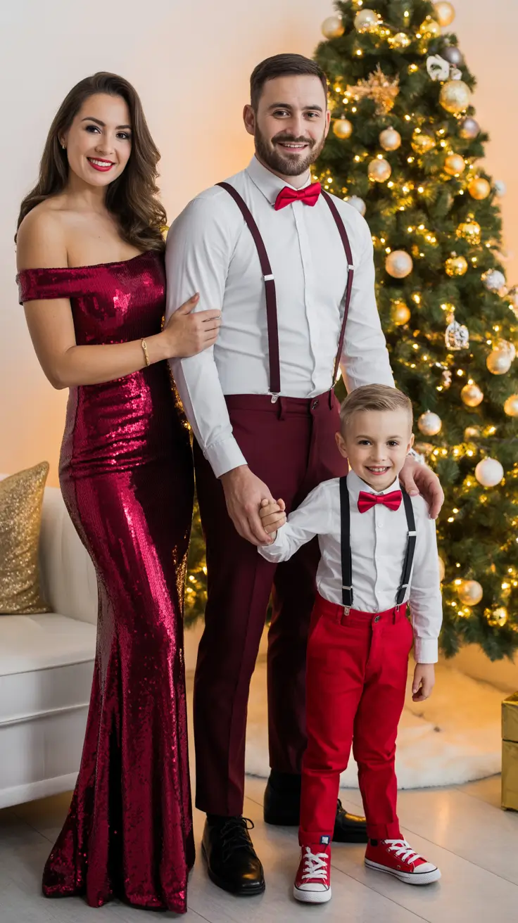 Winter 2025/2026 Family Photo Outfits Ideas Glamorous Holiday Sparkle