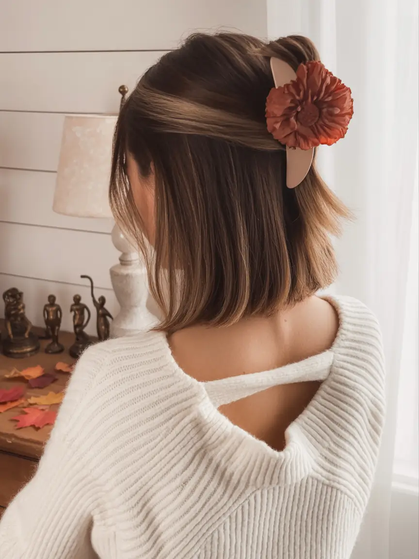 Winter 2025–2026 Formal Hairstyle Inspiration Short Hair with Floral Accent