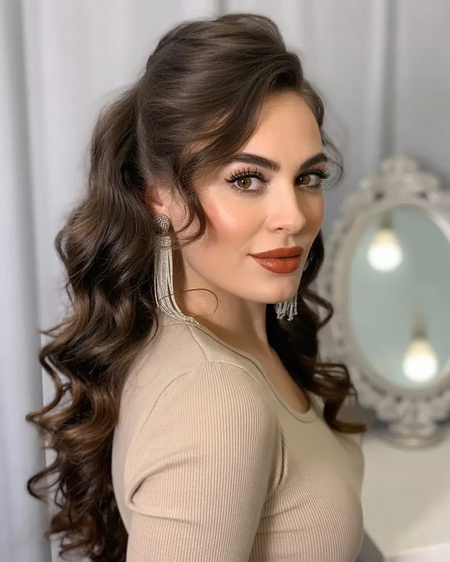 Winter 2025–2026 Formal Hairstyle Inspiration Voluminous Half-Up Curls