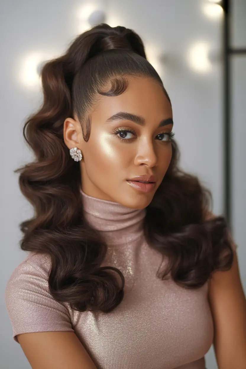 Winter 2025–2026 Formal Hairstyle Inspiration High Glamour Waves with Sleek Edges
