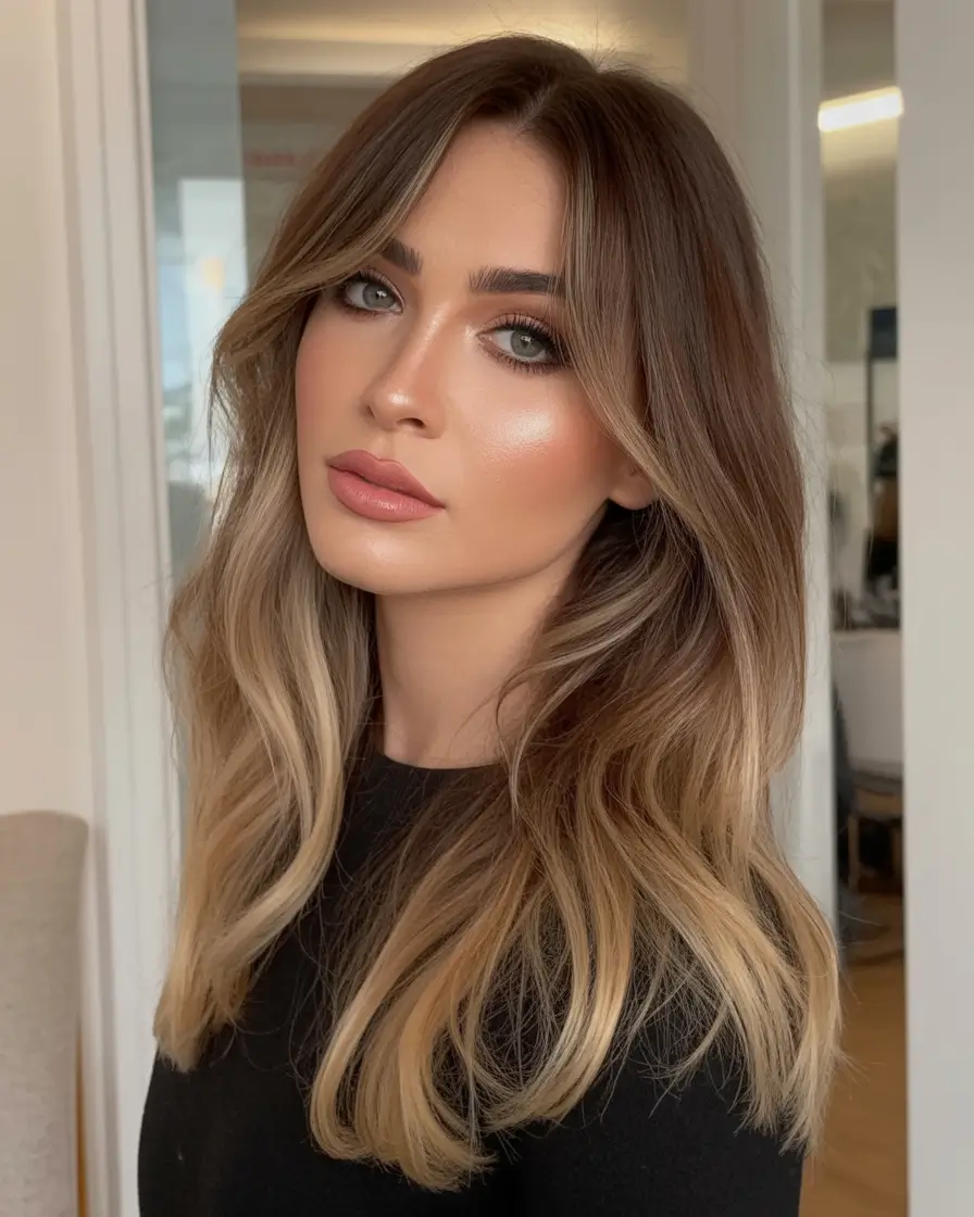 Winter 2025–2026 Hair Colors Highlights Golden Brunette Balayage Glow