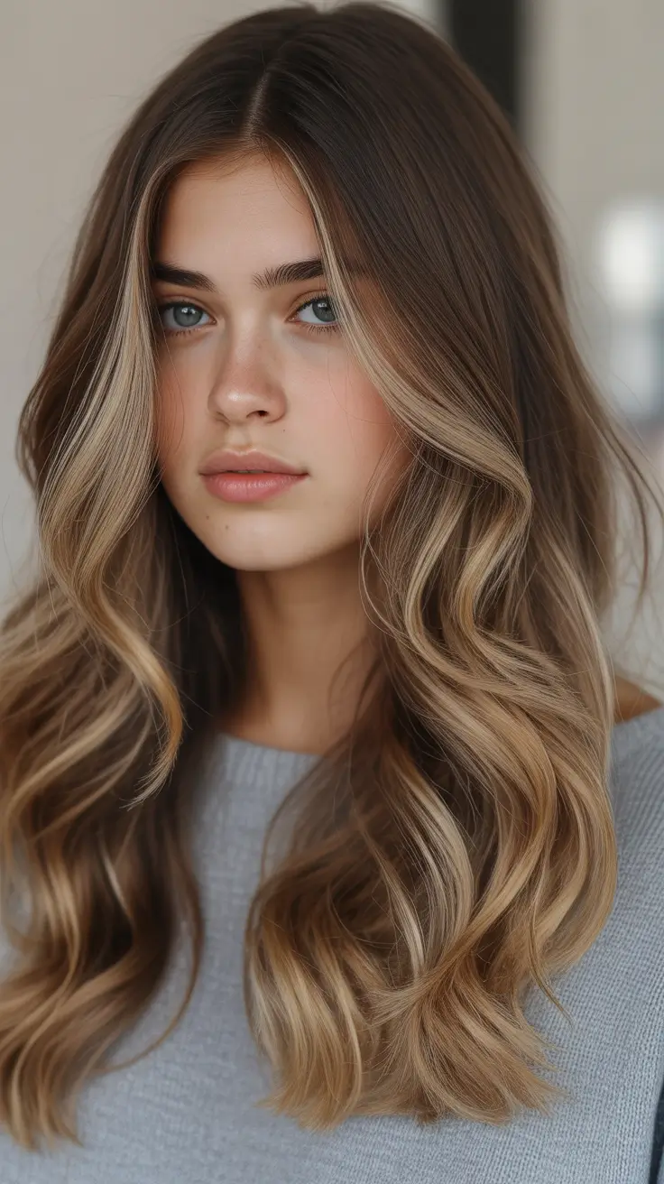 Winter 2025–2026 Hair Colors Highlights Soft Blond Balayage Waves