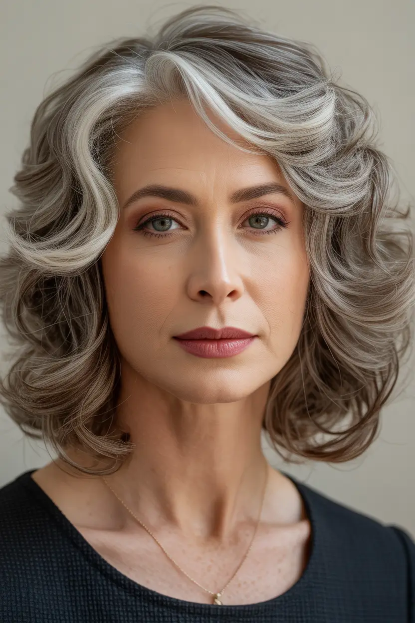 Winter 2025–2026 Hair Colors Highlights Silver-Gray Curls with Depth