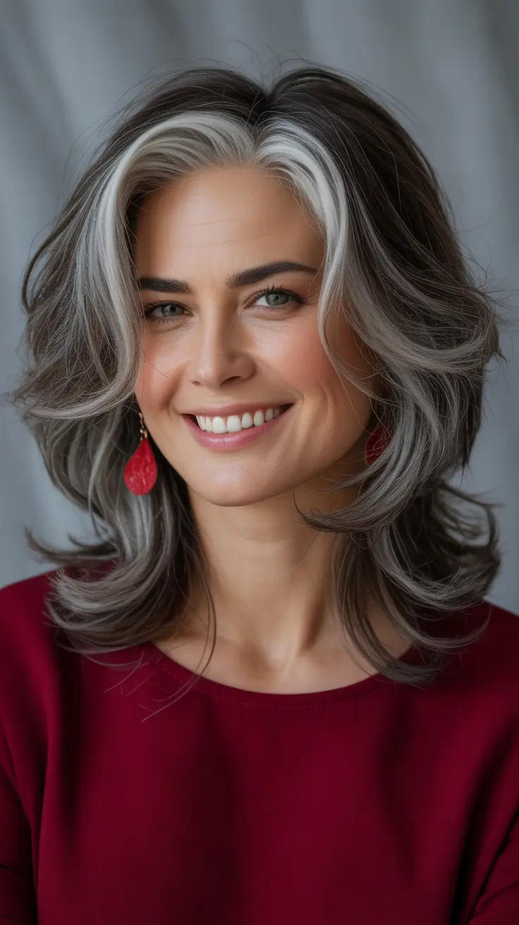 Winter 2025–2026 Hair Colors Highlights Silver Accents with Natural Brunette Base