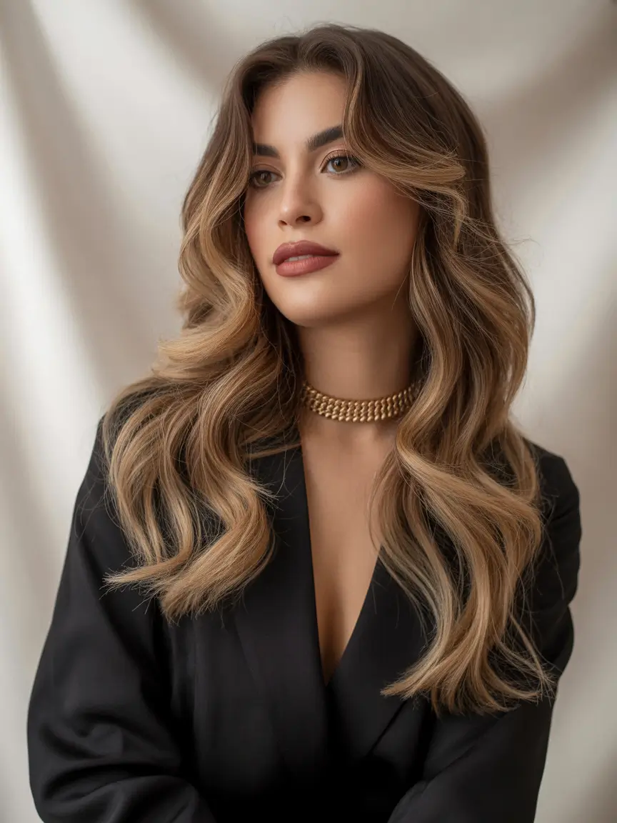 Winter 2025–2026 Hair Colors Highlights Golden Balayage Glam