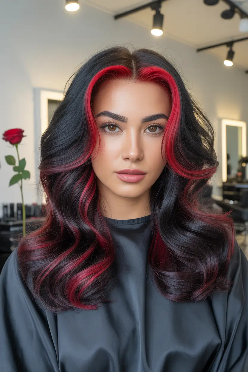 Winter 2025–2026 Hair Colors Highlights Bright Red Face-Framing Highlights