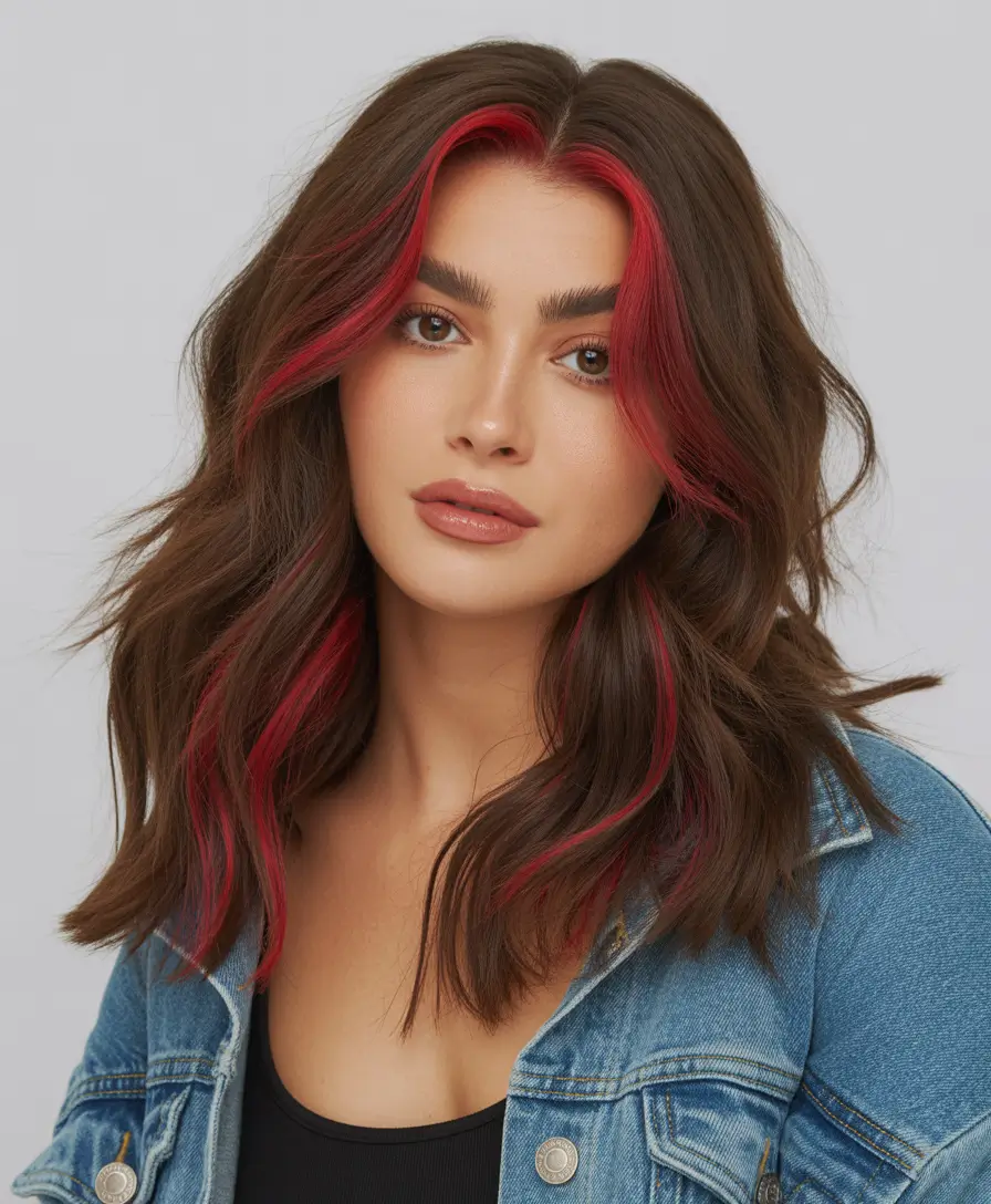 Winter 2025–2026 Hair Colors Highlights Chunky Auburn Streaks