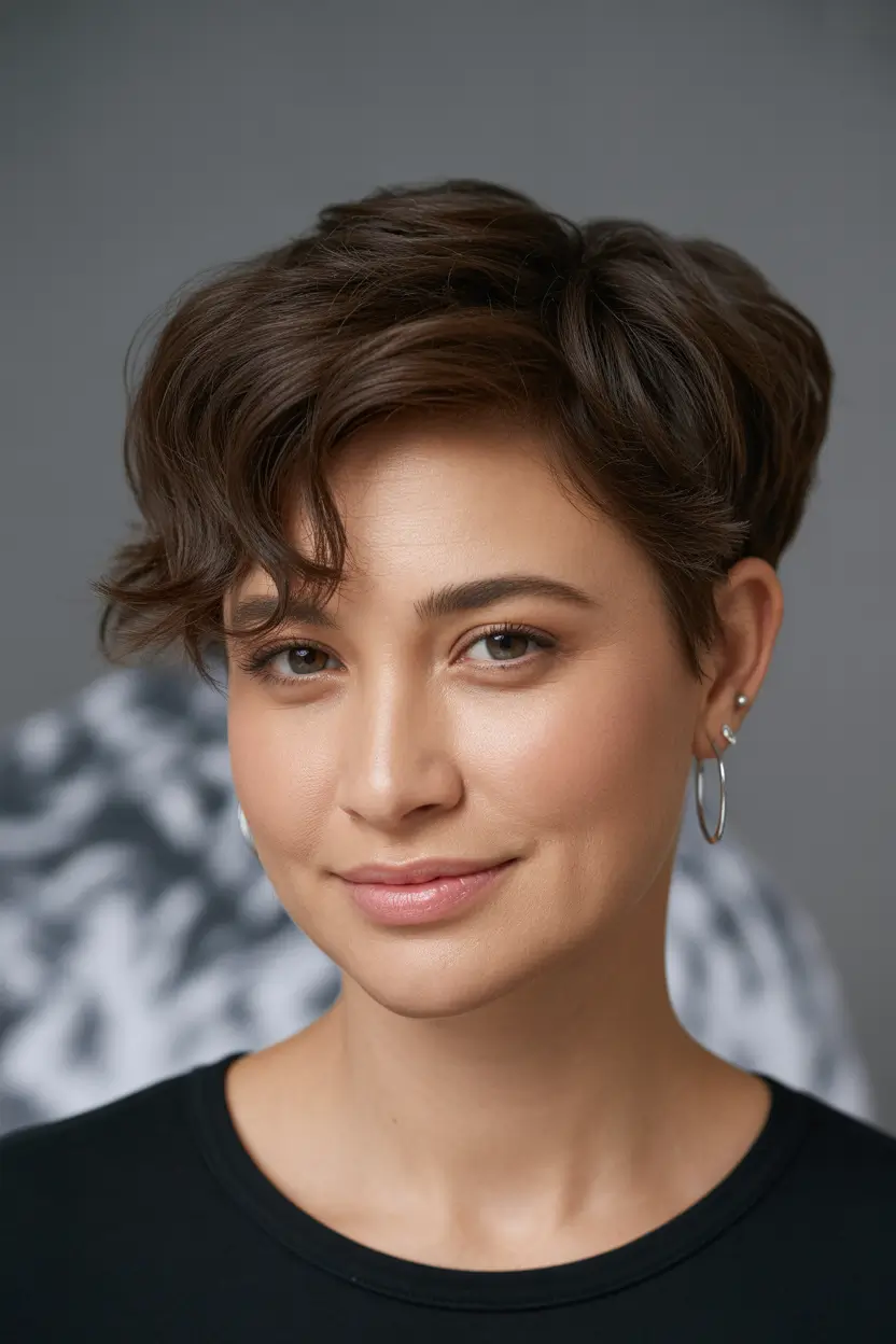 Winter 2025–2026 Haircuts for Round Face Shapes Modern Short Cut with Side Volume