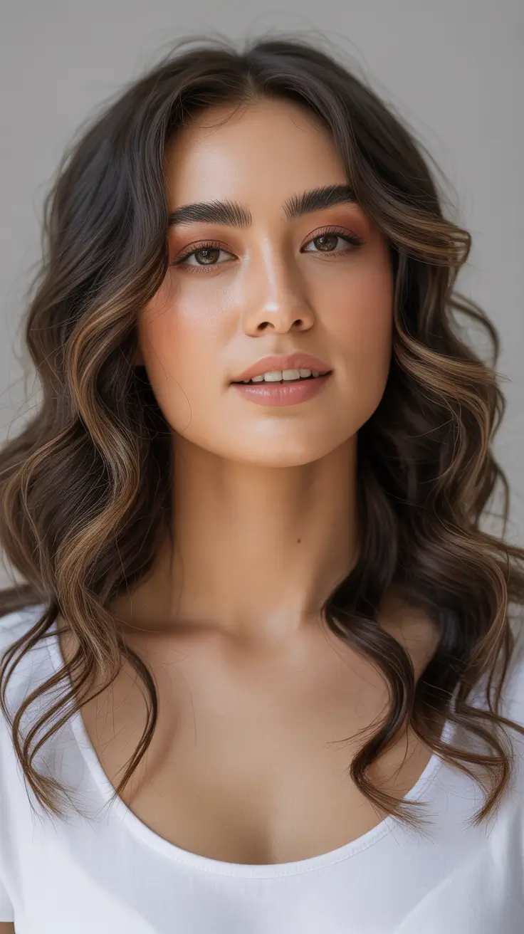 Winter 2025–2026 Haircuts for Round Face Shapes Medium Chocolate Waves with Soft Definition