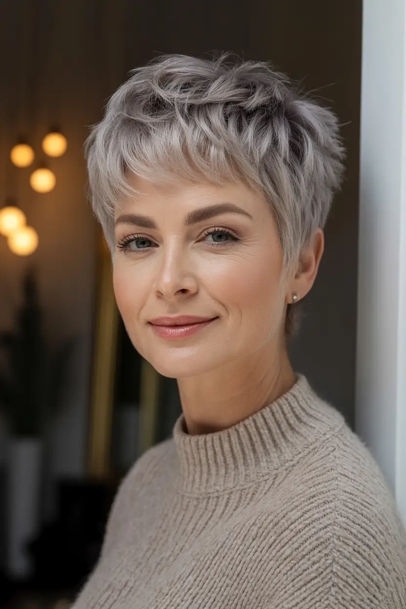 Winter 2025–2026 Haircuts for Round Face Shapes Short Pixie with Choppy Texture