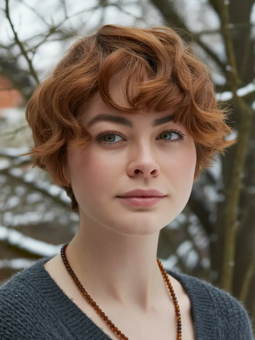 Winter 2025–2026 Haircuts for Round Face Shapes Curly Short Bob with Volume