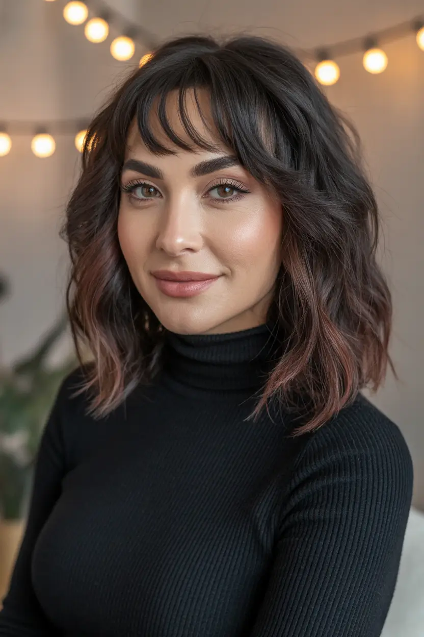 Winter 2025–2026 Haircuts for Round Face Shapes Shoulder-Length Lob with Subtle Color Blend